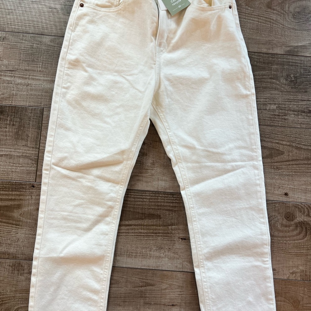 H&M White Denim Jeans Slim High Waist